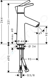 Mitigeur monocommande de lavabo Talis S-100 avec vidage